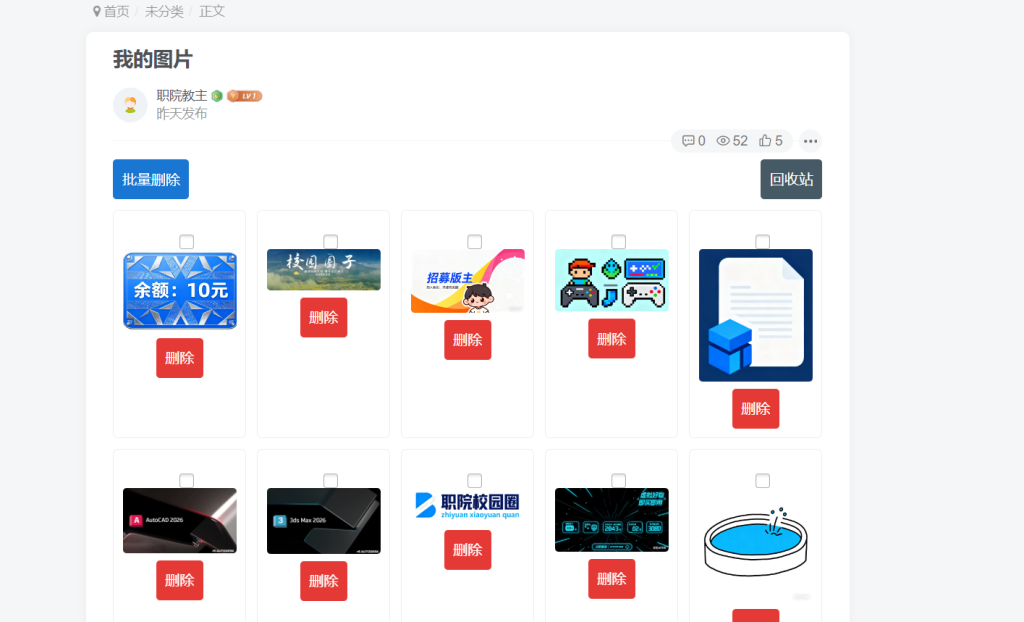 图片[1]-适配wordpress主题的前端用户删除图片的插件-柒圈